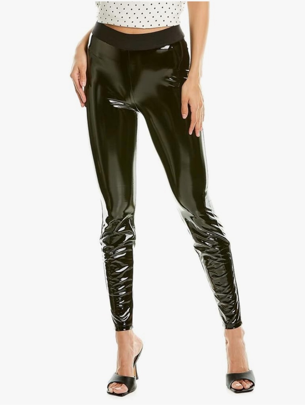 7 For All Mankind Black High-Shine Liquid Leggings